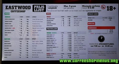 Eastwood (menu) - Amsterdam Coffeeshop Directory