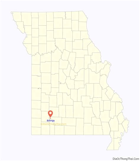 Map of Billings city, Missouri - Thong Thai Real