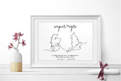 Long Distance Relationship Map Art Personalise Map Print How - Etsy UK