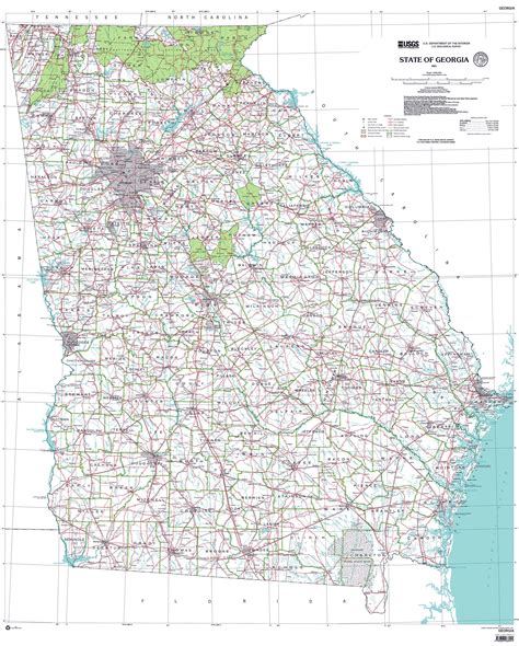 Large administrative map of Georgia state | Georgia state | USA | Maps ...