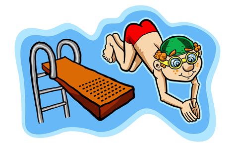 Vector illustration of a happy kid diving off a diving board. 551206 Vector Art at Vecteezy