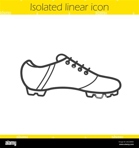 Football boot linear icon. Thin line illustration. Soccer player's shoe contour symbol. Vector ...