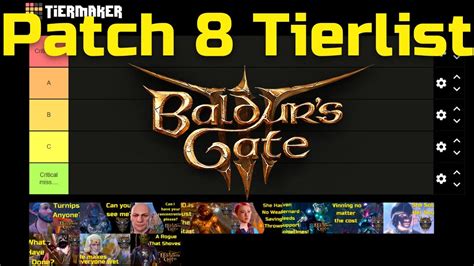 Patch 8 Build Tierlist Baldur's Gate 3 Early Access Patch 8 - YouTube