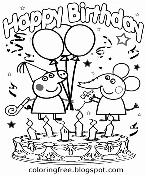 Printable Peppa Pig Birthday Coloring Pages - Coloring and Drawing