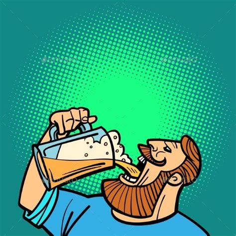 Bearded Man Drinking a Mug of Beer | Beer art, Beer cartoon, Beer illustration