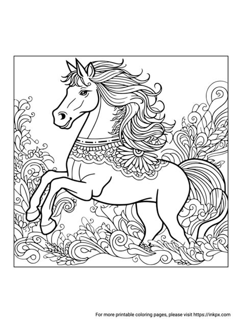 Free Printable Horse Coloring Page for Adults · InkPx