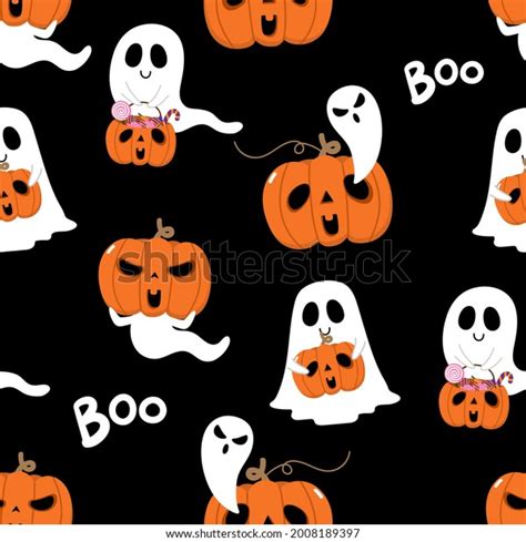 Happy Halloween Wallpaper Cute Spooky Ghosts Stock Vector (Royalty Free ...