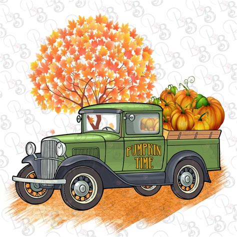 Fall Truck Png Pumpkin PNG Fall Truck Clipart Instant | Etsy