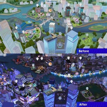 San Myshuno: Night Map Replacement - DOWNLOAD | Patreon | Sims 4 game ...