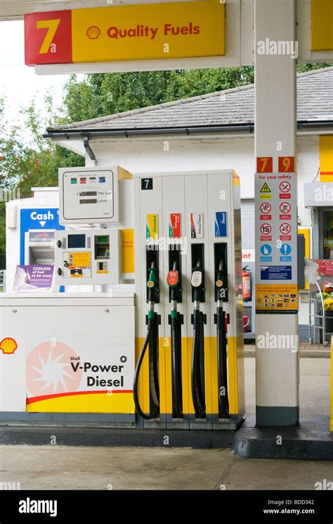 Petrol Pumps On A Shell Station Forecourt Stock Photo, Royalty Free Image: 25488738 - Alamy