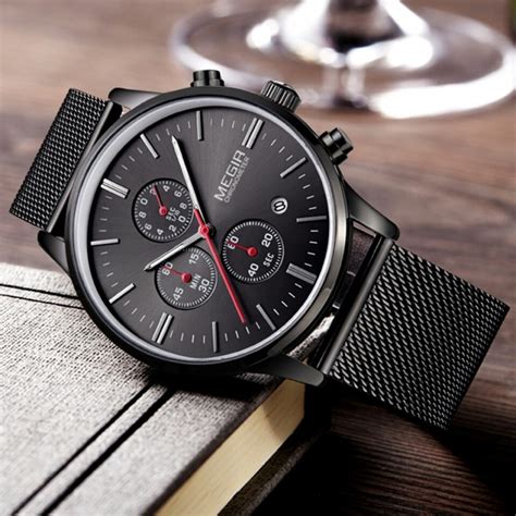 Reloj Elegante Hombre Megir Cronometro Fechador Metalico