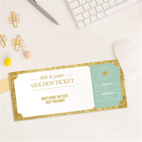 Golden Ticket Custom Gift Voucher Custom Golden Ticket | Etsy