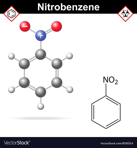 Nitrobenzene structure Royalty Free Vector Image