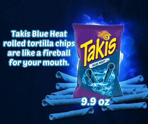 Takis Blue Heat Hot Chili Pepper Rolled Tortilla Chips - Spicy & Crunchy Flavored Snack (9.9oz ...