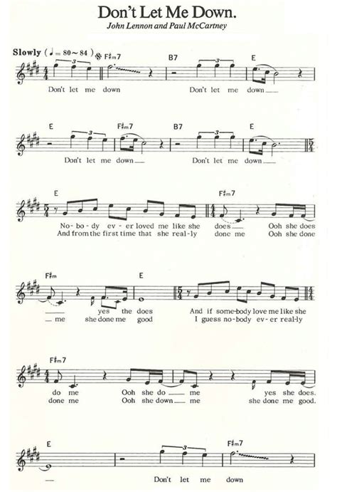 The Beatles DON'T LET ME DOWN Sheet music | Easy Sheet Music