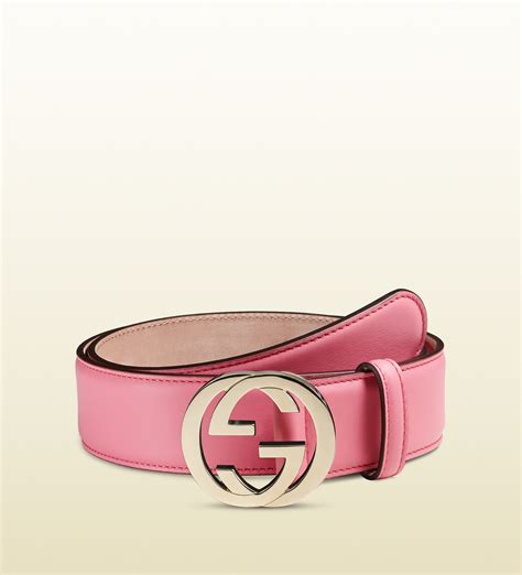 Gucci Leather Belt With Interlocking G Buckle in Pink | Lyst