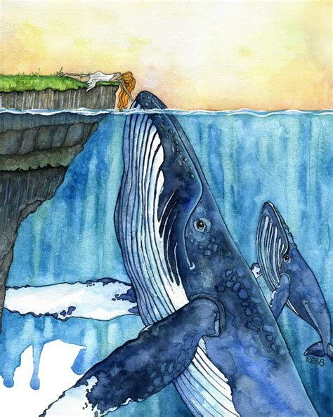 Baleine Art peinture aquarelle peinture baleine baleine et | Etsy