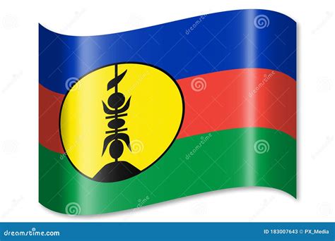 New Caledonia - Waving Country Flag, Shadow Stock Illustration - Illustration of horizontal ...