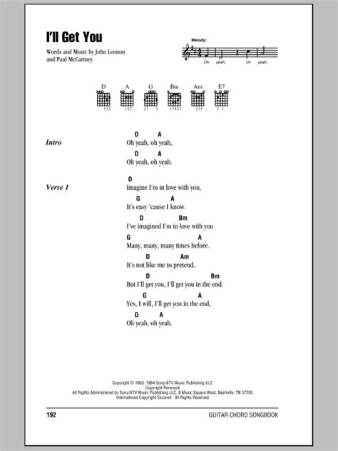 I'll Get You Sheet Music | The Beatles | Guitar Chords/Lyrics