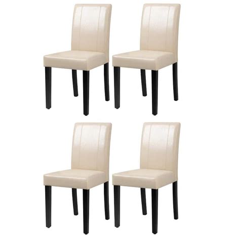 LACOO Beige Dining Chairs PU Leather Modern Kitchen chairs with Solid ...