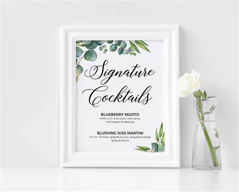 Signature Cocktails Template Signature Drinks Sign Wedding - Etsy UK