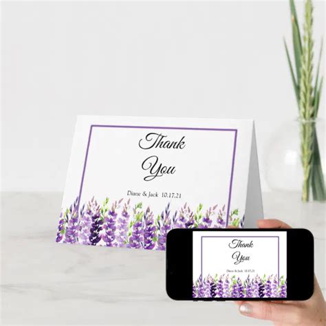 Purple Wedding Watercolor Lavender Thank You Cards | Zazzle