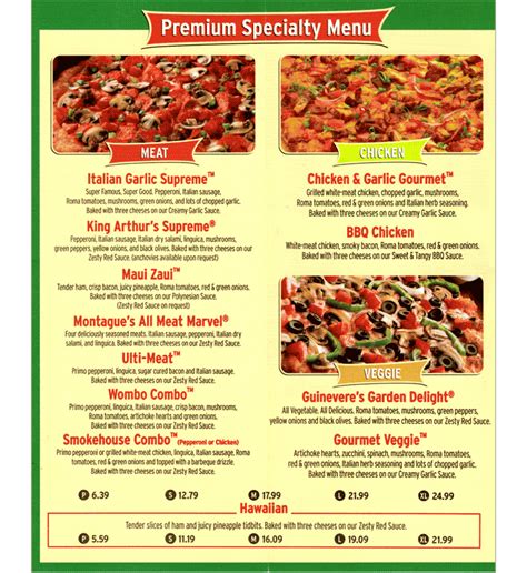 Round Table Pizza Menu - Office Table