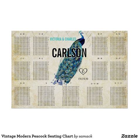 Vintage Modern Peacock Seating Chart | Zazzle | Seating charts, Modern ...