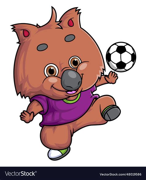 Cartoon cute quokka character playing soccer Vector Image