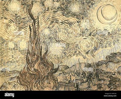 Van Gogh Starry Night Drawing Stock Photo - Alamy