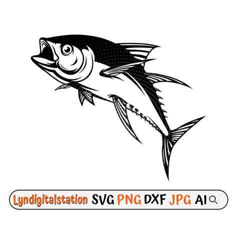 Tuna Fish Svg Sea Creature Clipart Fishermen Cut File Angling Stencil Angler Dad Gift Idea T ...