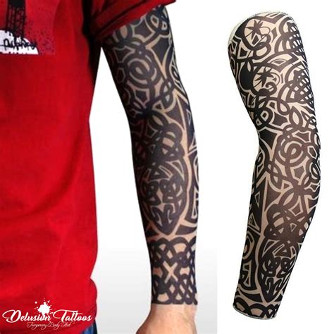 Temporary Tattoo Sleeve Nylon Arm Stocking Tribal Celtic Black Mens Womens Kids | eBay