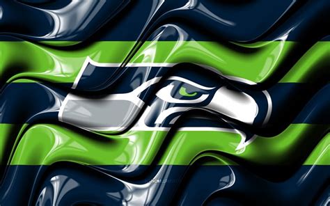 Download wallpapers Seattle Seahawks flag, 4k, blue and green 3D waves ...