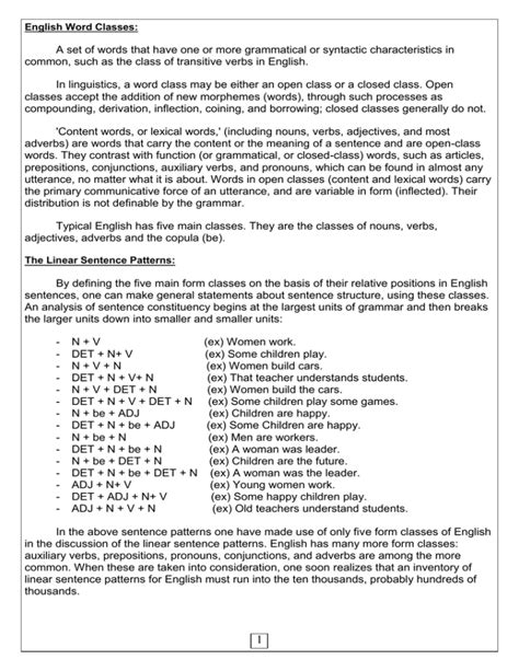 English Word Classes