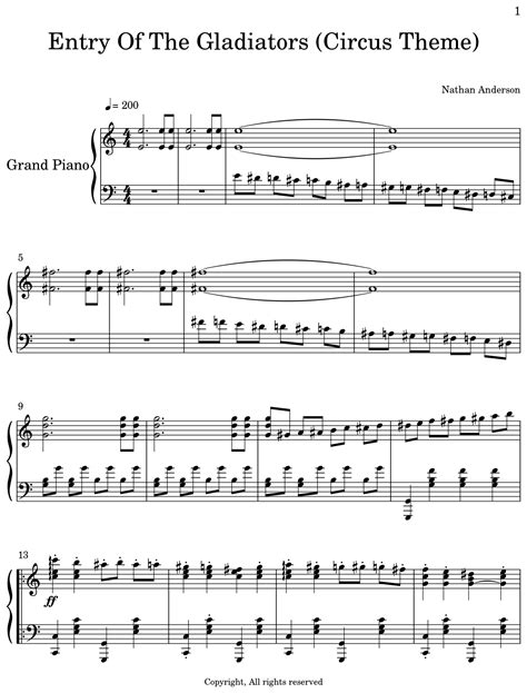 Entry Of The Gladiators (Circus Theme) - Sheet music for Piano