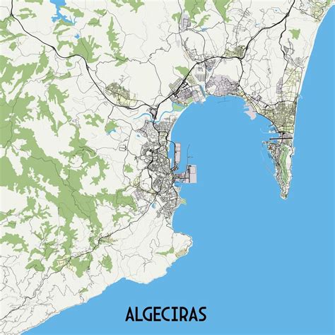 Algeciras Spain map poster art 44849671 Vector Art at Vecteezy