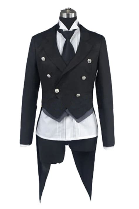 Black Butler Cosplay Costume Kuroshitsuji Sebastian Black Uniform Tuxedo Costume Halloween ...