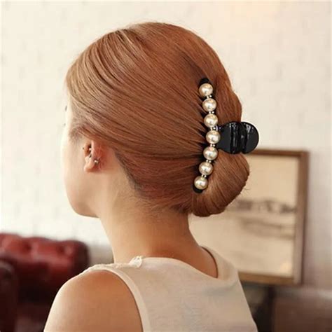 Luxury Pearls Hairpins Hair Ornaments Trendy Hair Clip Shiny Rhinestone Crab Hair Claws For ...