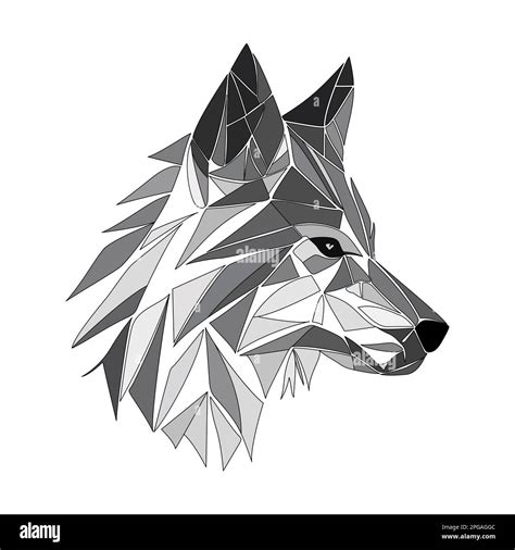 Wolf logo design. Abstract black polygon wolf head. Calm wolf face ...