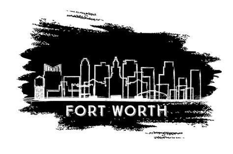 Fort Worth Texas USA City Skyline Silhouette. Hand Drawn Sketch ...