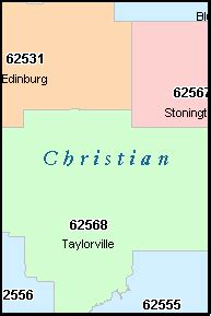 CHRISTIAN County, Illinois Digital ZIP Code Map