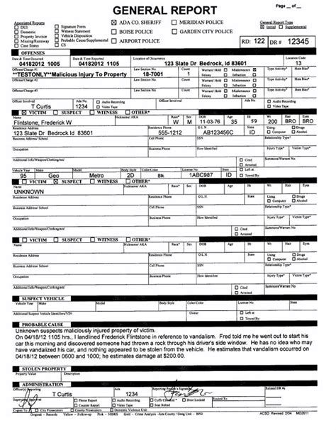 Blank Police Report Template – Mightyprintingdeals.com