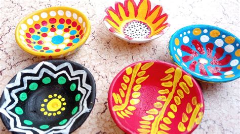 How To Decorate Diyas at Home //Paint Diya in easy and fast way at Home ...