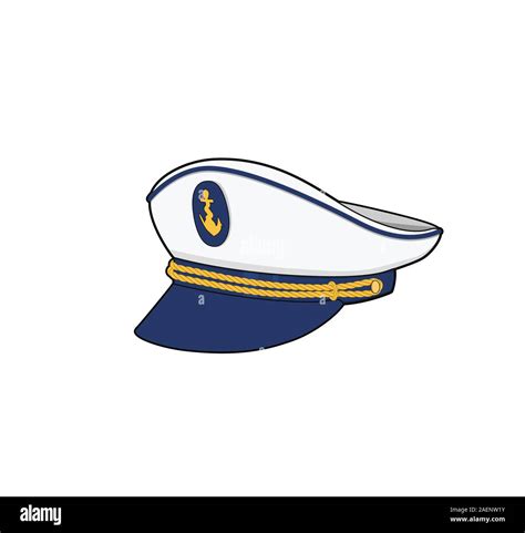 Captain hat. Sea forces captain cap. Boat crew uniform. Vector illustration Stock Vector Image ...