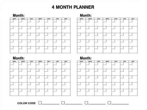 Printable 4 Month Calendar Template | Example Calendar Printable