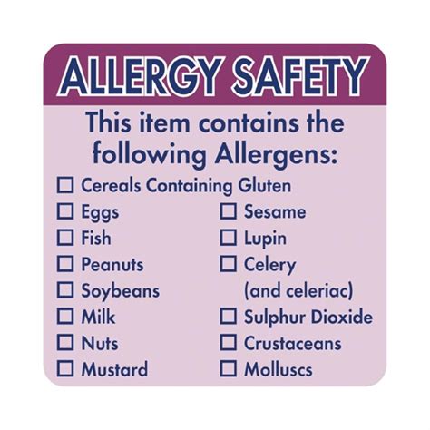 Hygiplas Allergen Food Labels - GJ058 - Nisbets