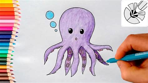 Cute Draws - How to Draw a Cute Octopus - Draw and Color for Kids - YouTube