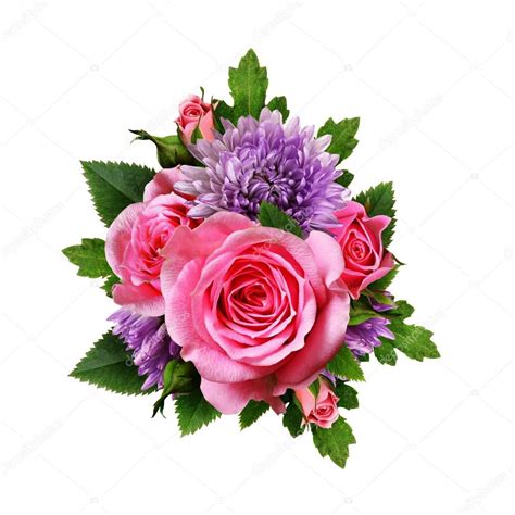 Aster and rose flowers bouquet Stock Photo by ©ksushsh 104873738