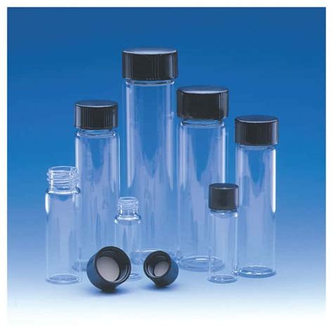 Fisherbrand™ Class A Clear Glass Threaded Vials with Caps, PTFE-faced White 14B Rubber Liner ...