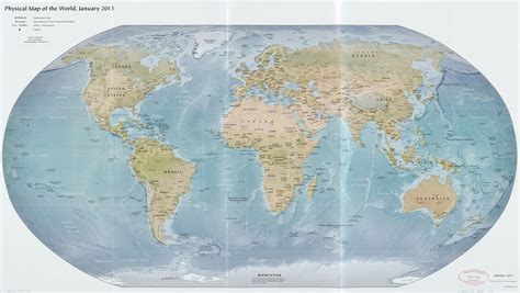 Physical map of the world, January 2015. | Library of Congress